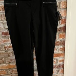 Dalia Women's Black Pants with Zipper Accents